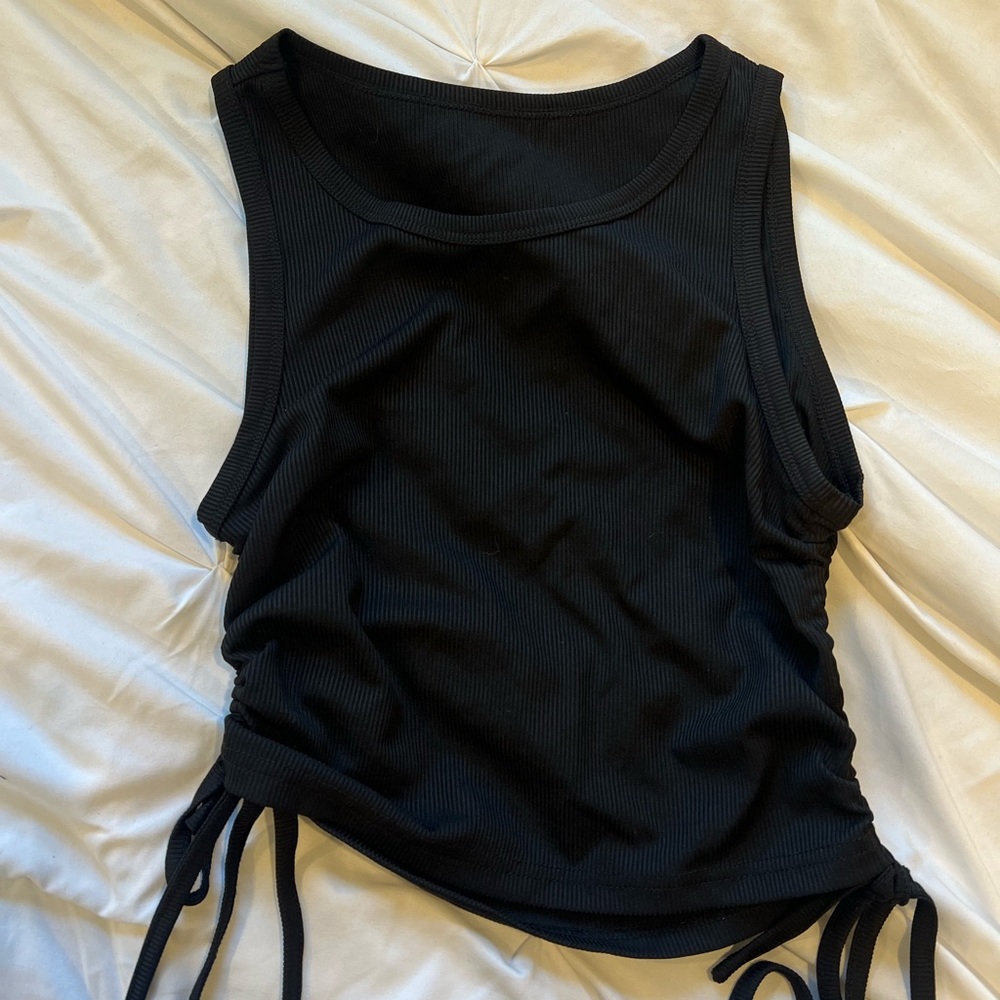 Solid Drawstring Side Tank Top - Picture 2 of 2